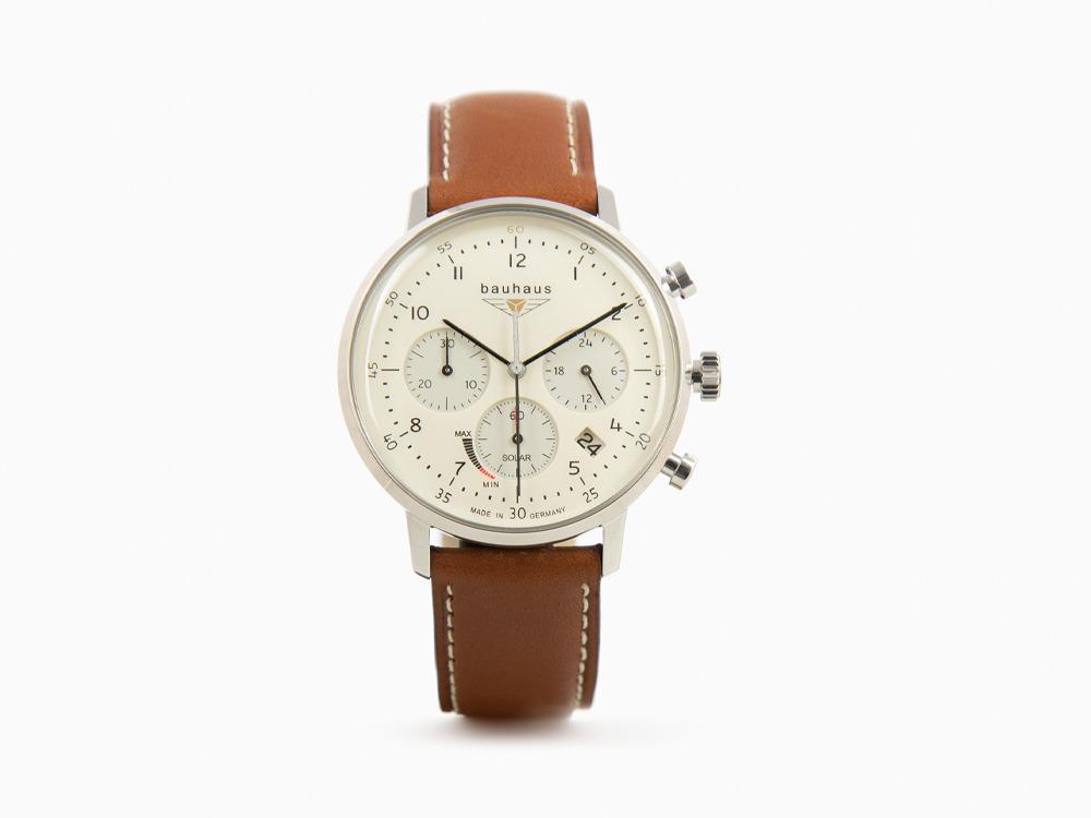 Bauhaus Solar Chronograph Quartz Uhr, Beige, 41 mm, Tag, 2086-5