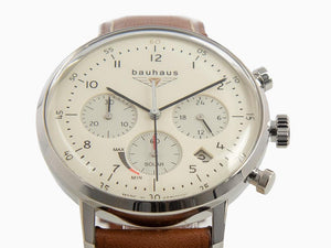 Bauhaus Solar Chronograph Quartz Uhr, Beige, 41 mm, Tag, 2086-5