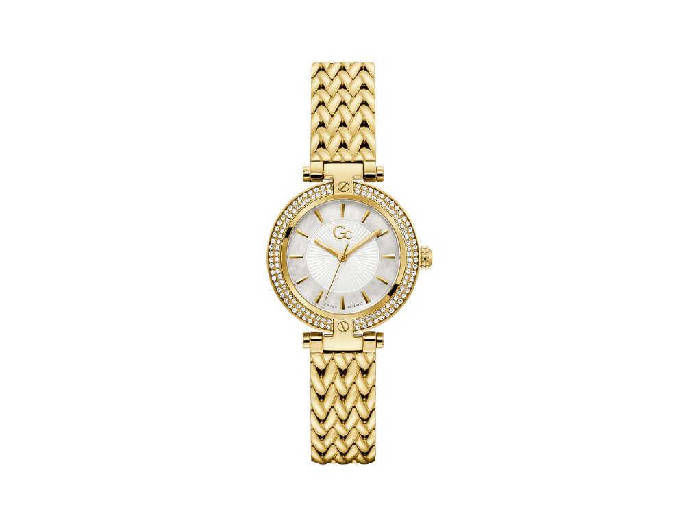 GC Watches Vogue Quartz Uhr, PVD Gold, Weiss, 32 mm, Mineral Glas, Z22002L1MF