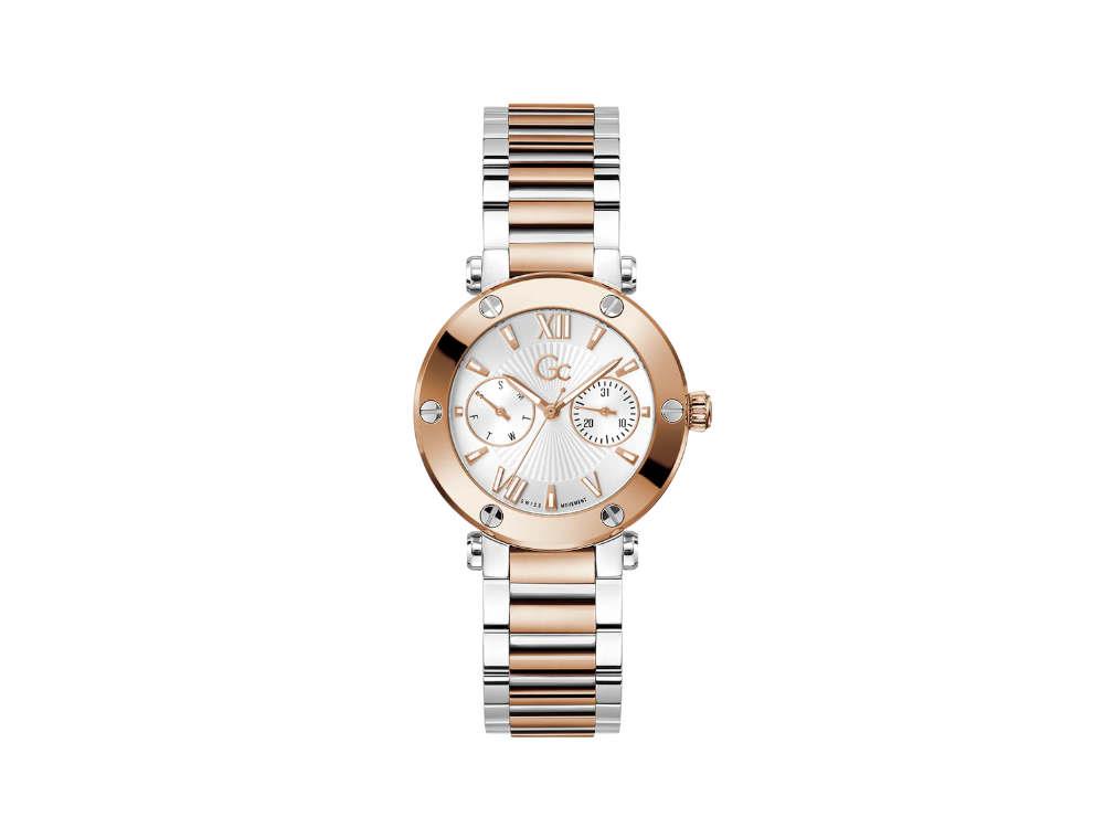 GC Watches GC Aura Quartz Uhr, PVD Rose Gold, Weiss, 36 mm, Z48002L1MF