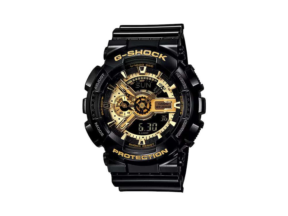 G-SHOCK Casio Classic Quartz Uhr, Harz, Schwarz, 55 × 51.2mm, GA-110GB-1AER