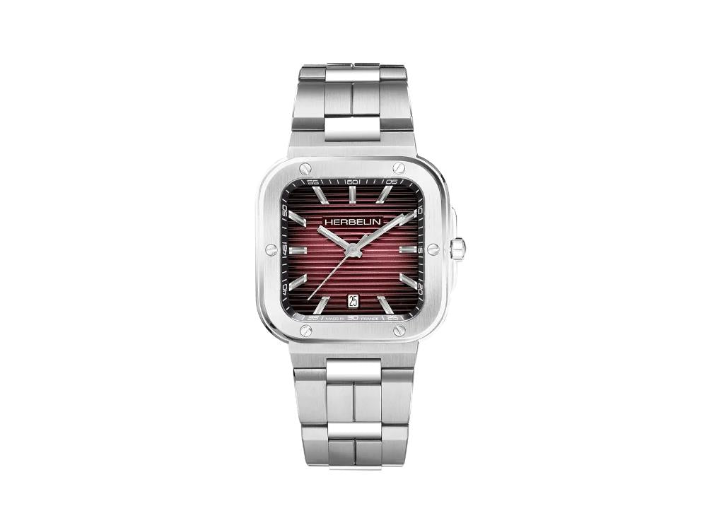 Herbelin Cap Camarat Quartz Uhr, Edelstahl 316L , Rot, 39 mm, 12246B18