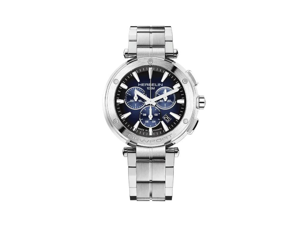 Herbelin Newport Chrono Quartz Uhr, Edelstahl 316L , Blau, 43 mm, 37688B35