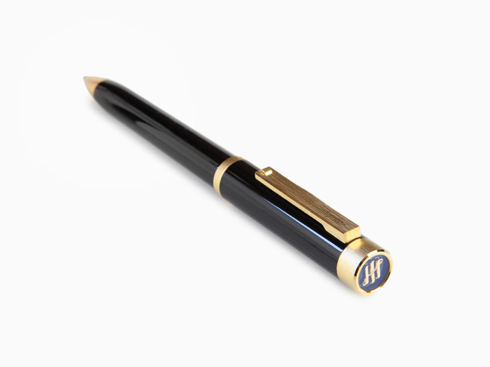 Montegrappa Zero Kugelschreiber, Schwarzes Edelharz, Gelbgold, ISZETBBY