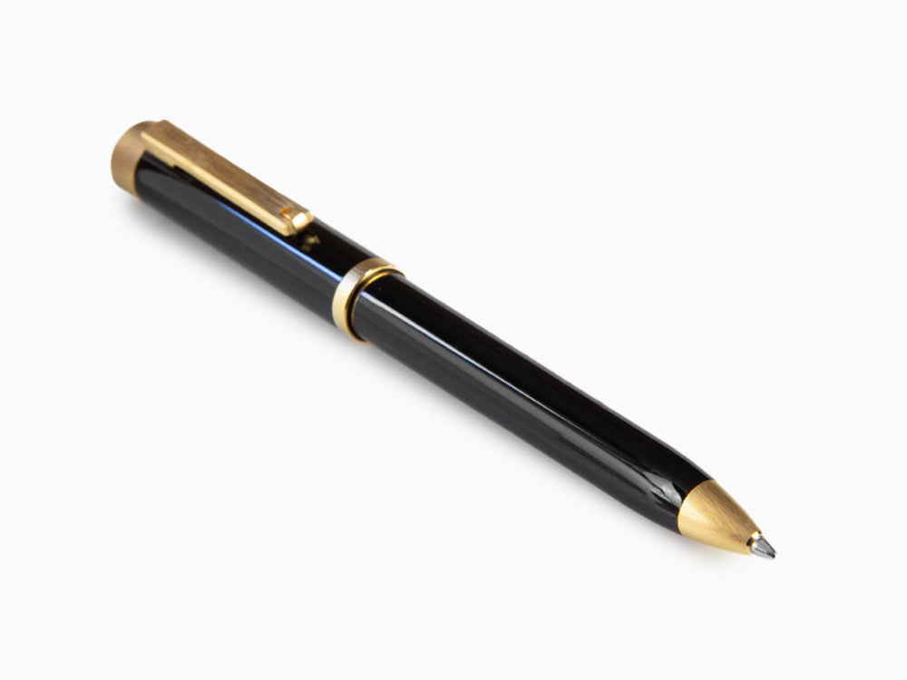 Montegrappa Zero Kugelschreiber, Schwarzes Edelharz, Gelbgold, ISZETBBY