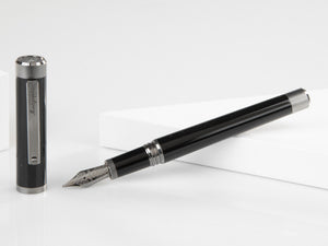 Montegrappa Zero Füllfeder, Schwarzes, Edelstahl, Ruthenium, ISZET-BL