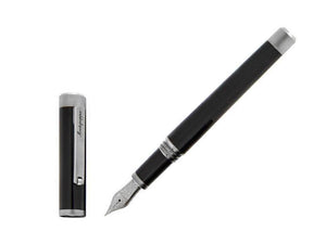 Montegrappa Zero Füllfeder, Schwarzes, Edelstahl, Ruthenium, ISZET-BL