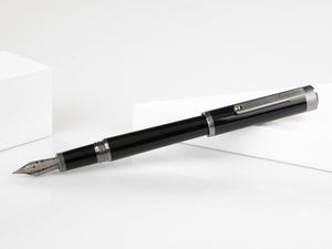 Montegrappa Zero Füllfeder, Schwarzes, Edelstahl, Ruthenium, ISZET-BL