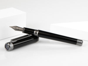 Montegrappa Zero Füllfeder, Schwarzes, Edelstahl, Ruthenium, ISZET-BL