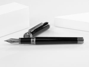 Montegrappa Zero Füllfeder, Schwarzes, Edelstahl, Ruthenium, ISZET-BL