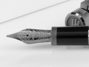 Montegrappa Zero Füllfeder, Schwarzes, Edelstahl, Ruthenium, ISZET-BL