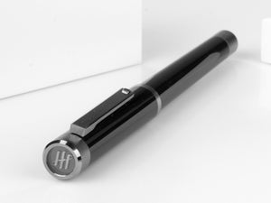 Montegrappa Zero Füllfeder, Schwarzes, Edelstahl, Ruthenium, ISZET-BL