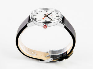 Mondaine SBB Evo2 Big Quartz Uhr, Weiss, 40 mm, Tag, Lederband, MSE.40210.LB