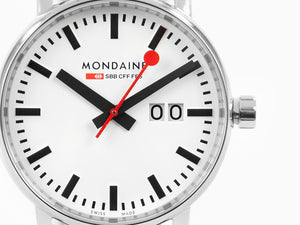 Mondaine SBB Evo2 Big Quartz Uhr, Weiss, 40 mm, Tag, MSE.40210.SM