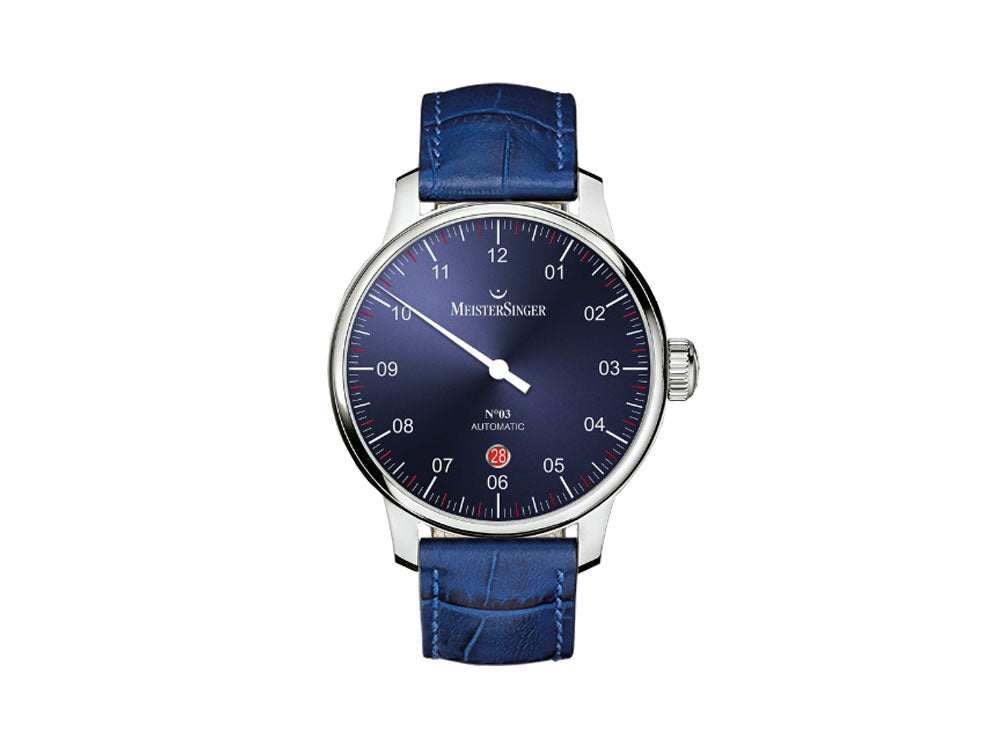 Meistersinger N3 - 40 mm Automatik Uhr, Blau, 40mm, Blau, Tag, DM908-SG04