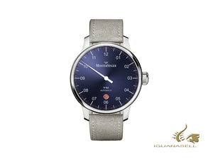 Meistersinger N3 - 40 mm Automatik Uhr, Blau, ETA 2824-2, 40mm, grau, DM908-SV06