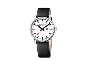 Mondaine SBB Evo2 Big Quartz Uhr, Weiss, 40 mm, Tag, Lederband, MSE.40210.LB