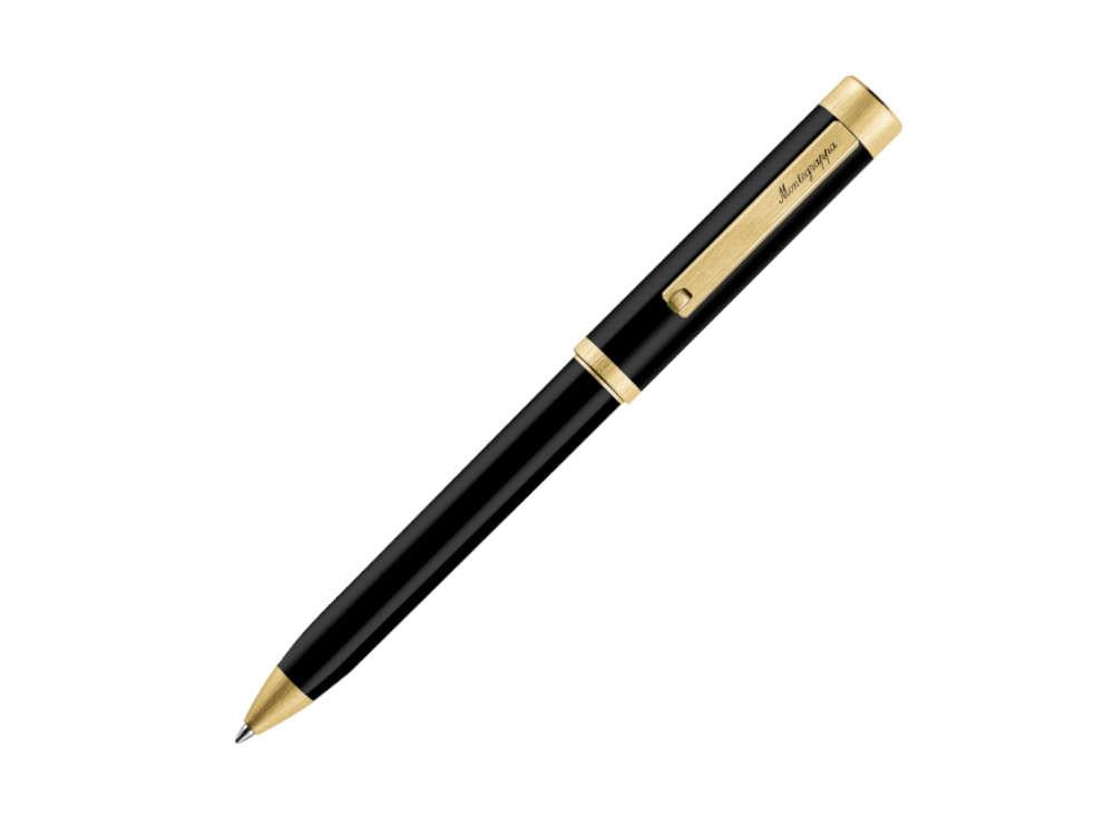 Montegrappa Zero Kugelschreiber, Schwarzes Edelharz, Gelbgold, ISZETBBY