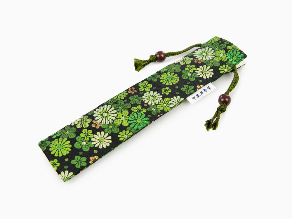 Nakaya  Kyoto 'Nishijin-ori' Etui Textil, Grün, 1 Schreibgerät