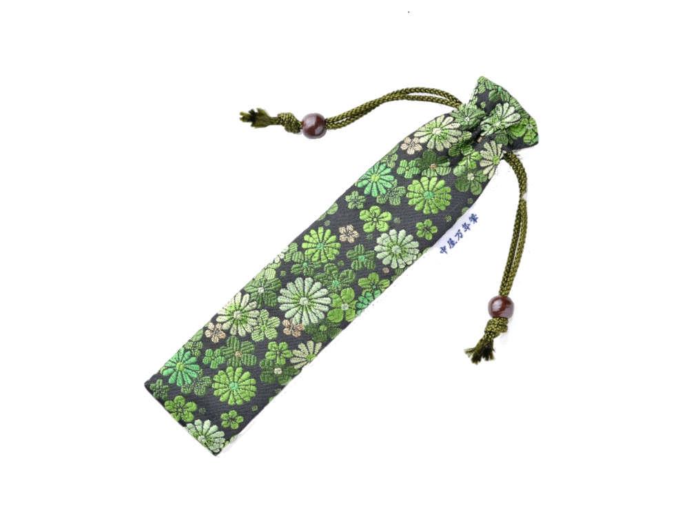 Nakaya  Kyoto 'Nishijin-ori' Etui Textil, Grün, 1 Schreibgerät