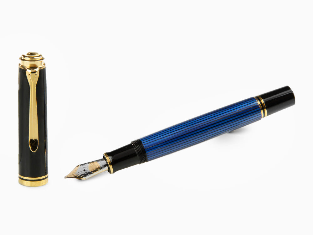 Pelikan M800 Füllfederhalter, Blaues Edelharz, Vergoldete Beschläge