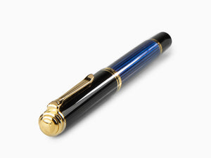 Pelikan M800 Füllfederhalter, Blaues Edelharz, Vergoldete Beschläge