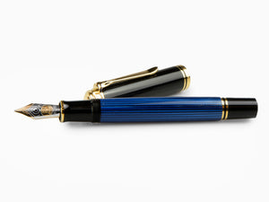 Pelikan M800 Füllfederhalter, Blaues Edelharz, Vergoldete Beschläge