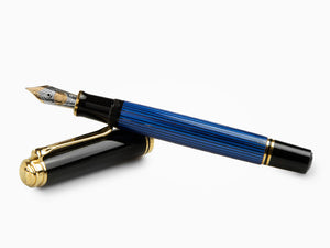 Pelikan M800 Füllfederhalter, Blaues Edelharz, Vergoldete Beschläge