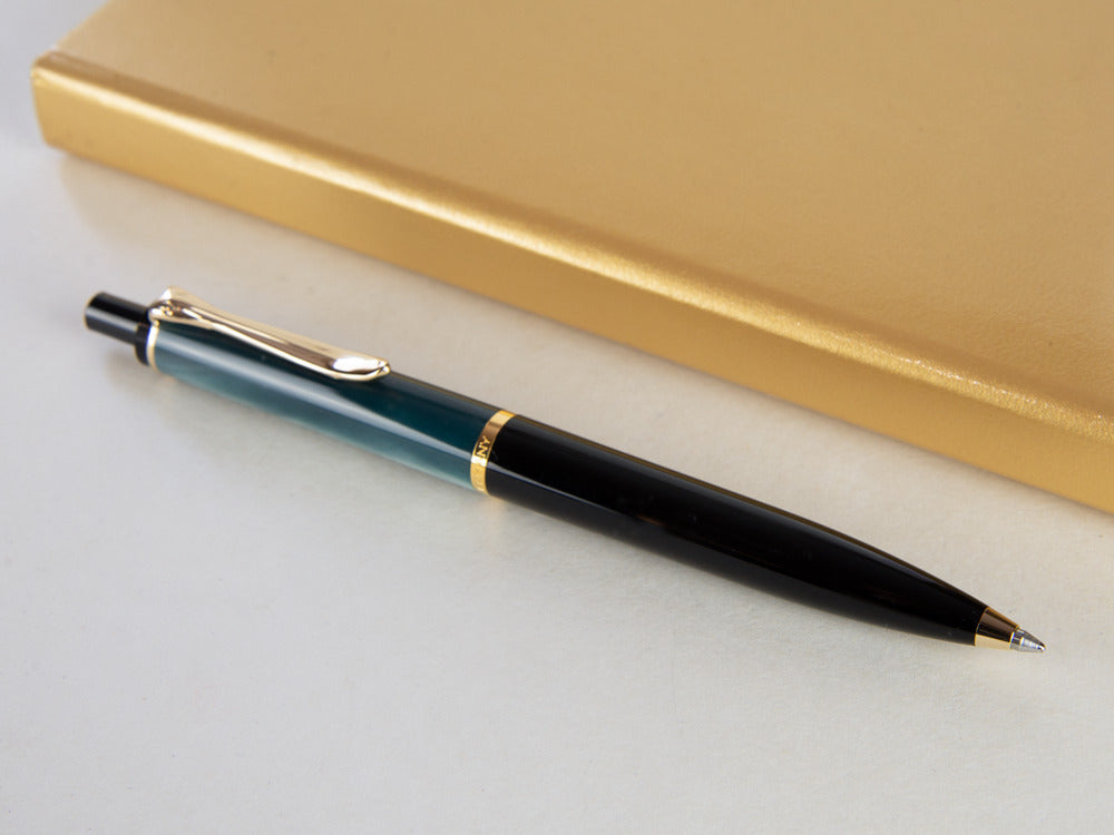 Pelikan K200 Kugelschreiber, Green Marble, Vergoldete Beschläge, 996694