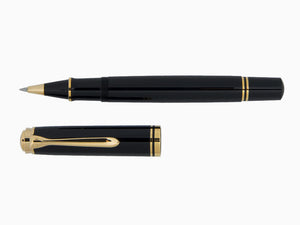 Pelikan Souverän R800 Roller, Schwarzes Edelharz, Vergoldete Beschläge, 997643