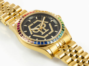 Philipp Plein Date Superlative Lady Quartz Uhr, PVD Gold, 38 mm, PW2BA0623
