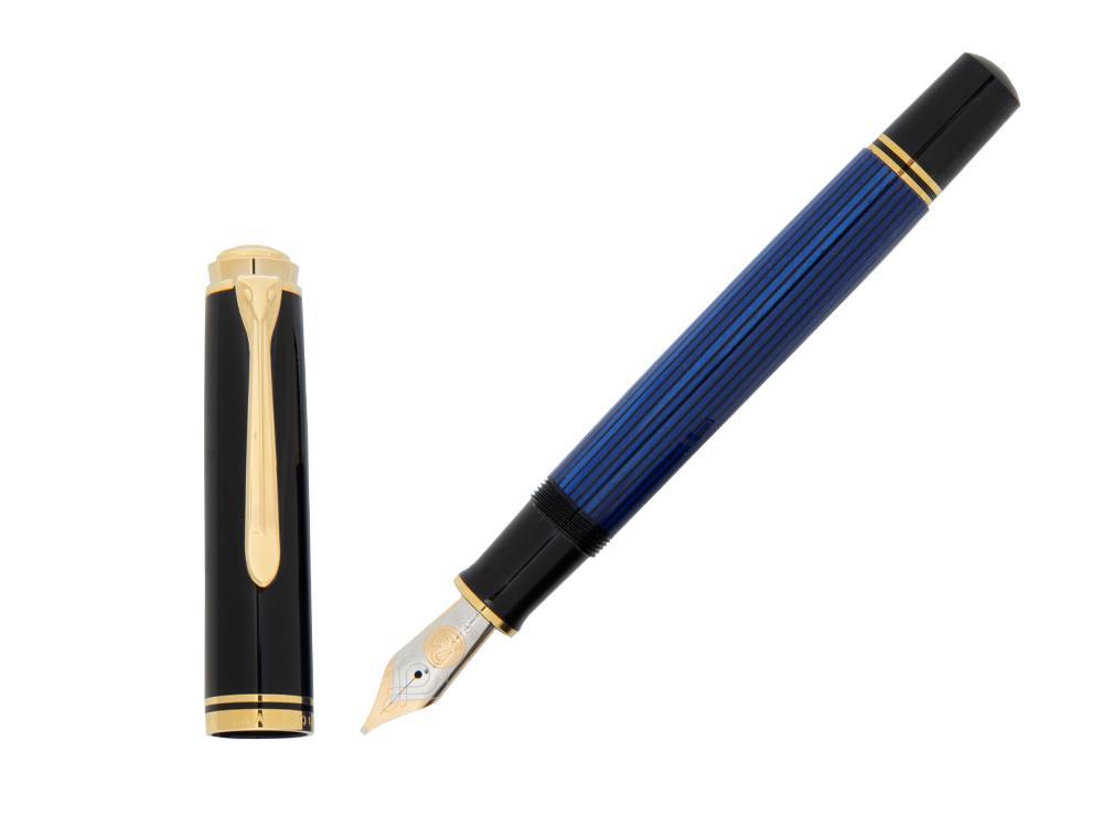 Pelikan M800 Füllfederhalter, Blaues Edelharz, Vergoldete Beschläge