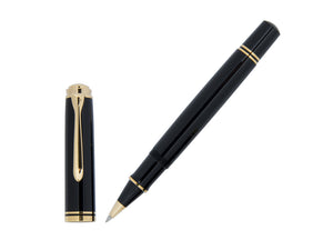 Pelikan Souverän R800 Roller, Schwarzes Edelharz, Vergoldete Beschläge, 997643