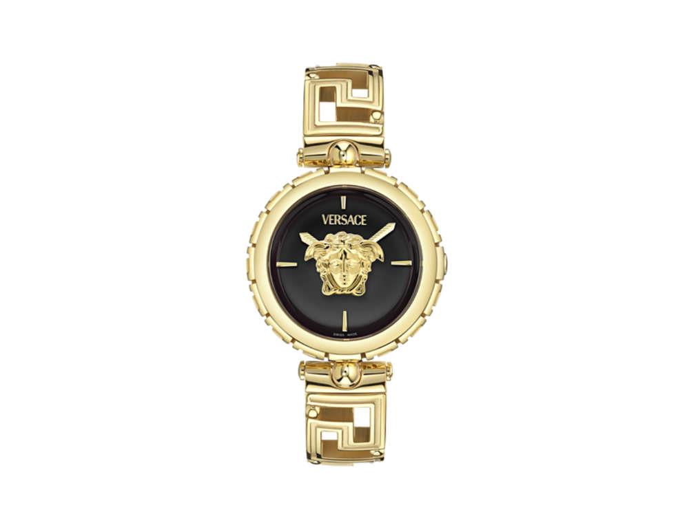 Versace Medusa Jewel Quartz Uhr, PVD Gold, Schwarz, 34 mm, VE0B00525