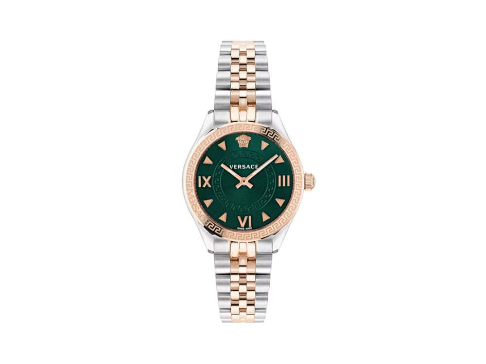 Versace Hellenyium Lady Quartz Uhr, PVD Rose Gold, Grün, 35 mm, VE2S00422