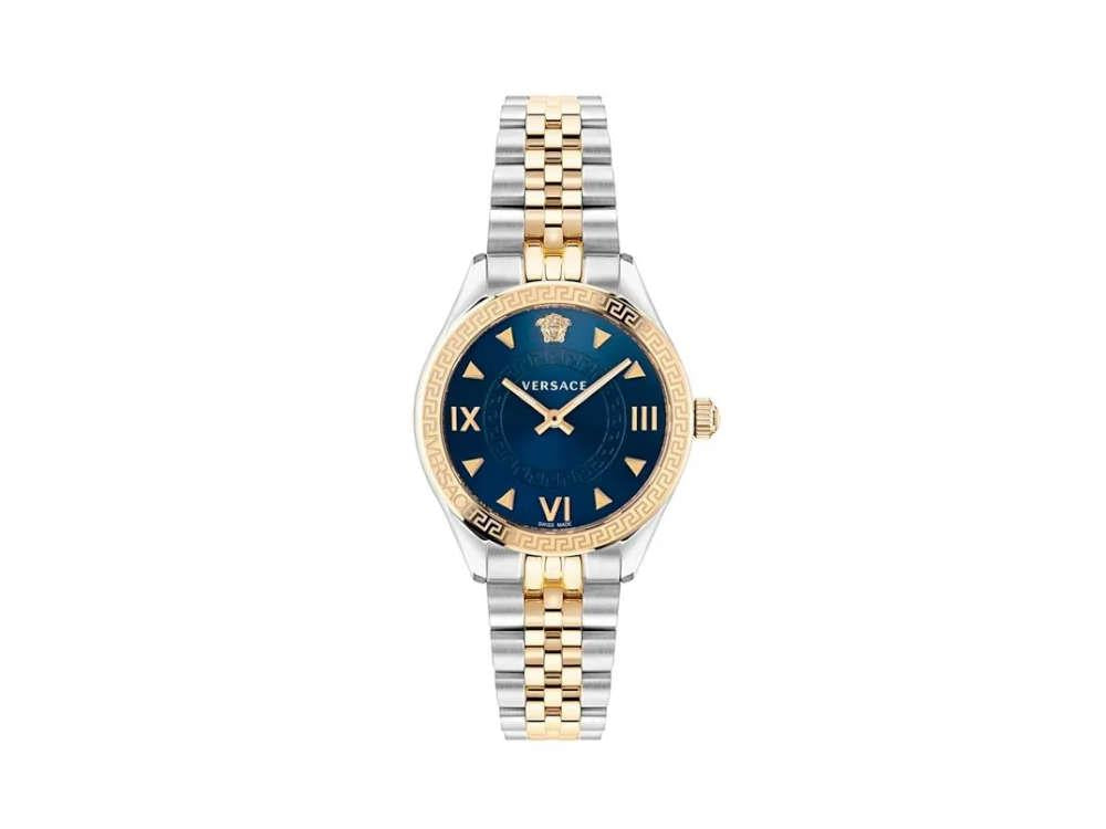 Versace Hellenyium Lady Quartz Uhr, PVD Gold, Blau, 35 mm, VE2S00522