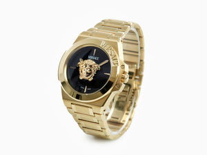 Versace HerA Quartz Uhr, PVD Gold, Schwarz, 37 mm, Shapir-Glas, VE8D00624