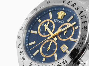 Versace Chrono Master Quartz Uhr, Blau, 44 mm, Shapir-Glas, VE8R00324