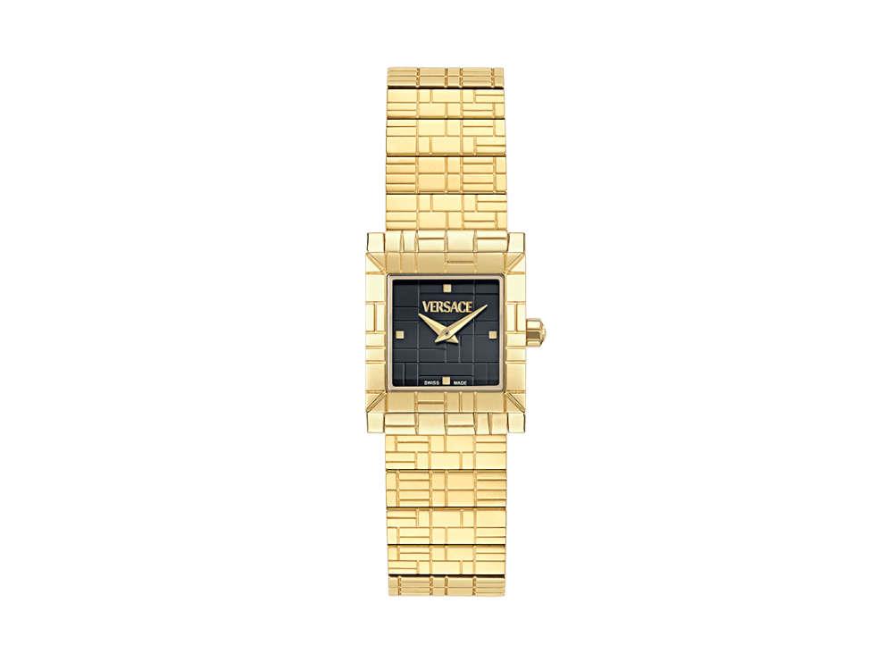 Versace Mosaic Quartz Uhr, PVD Gold, Schwarz, 22 mm, Shapir-Glas, VE9B00324