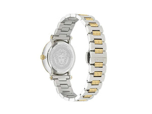 Versace Greca Sphere Quartz Uhr, PVD Gold, Silber, 35 mm, Shapir-Glas, VE9C00524