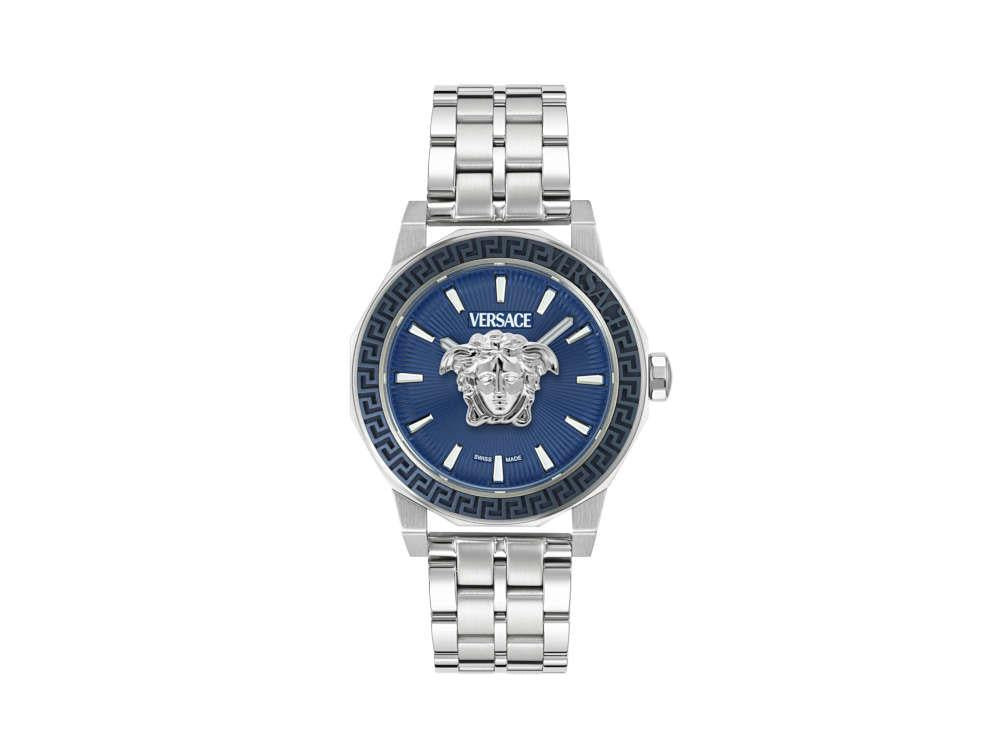 Versace Medusa Deco Gent Quartz Uhr, Recycelter Stahl, Blau, 43 mm, VE9I00324