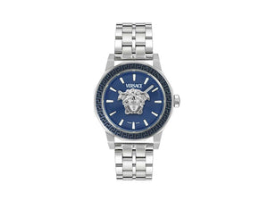 Versace Medusa Deco Gent Quartz Uhr, Recycelter Stahl, Blau, 43 mm, VE9I00324