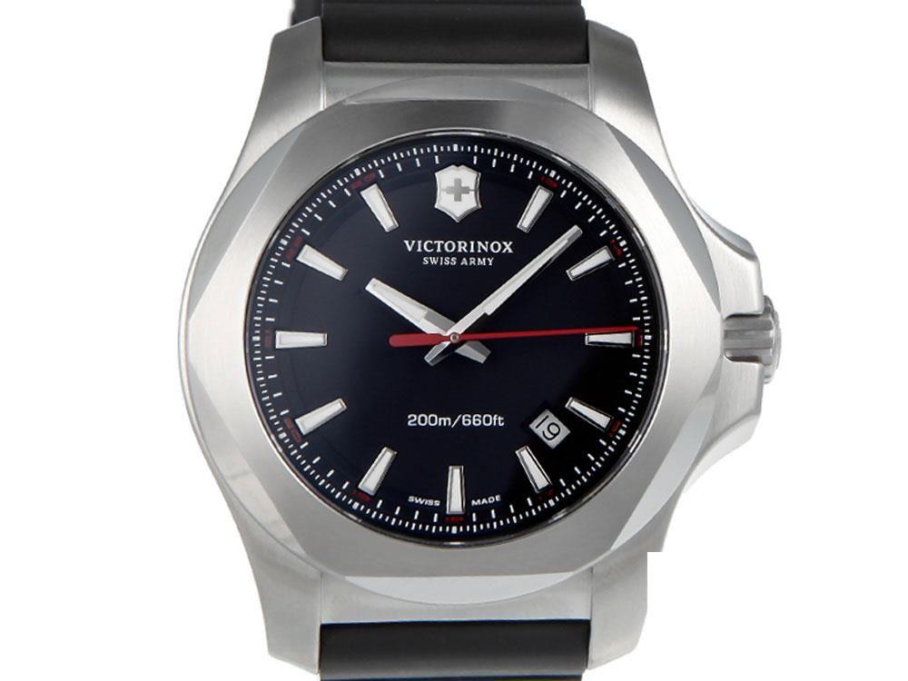 Victorinox I.N.O.X. Quartz Uhr Edelstahl Schwarz 43 mm Kautschukba Iguana Sell DE