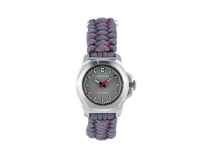 Victorinox I.N.O.X. Ladies Quartz Uhr, Edelstahl 316L , Grau, 37 mm, Paracord