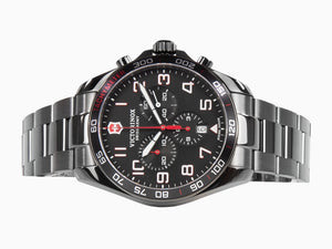 Victorinox Fieldforce Sport Chrono Quartz Uhr, Schwarz, 42 mm, Stahlband V241890