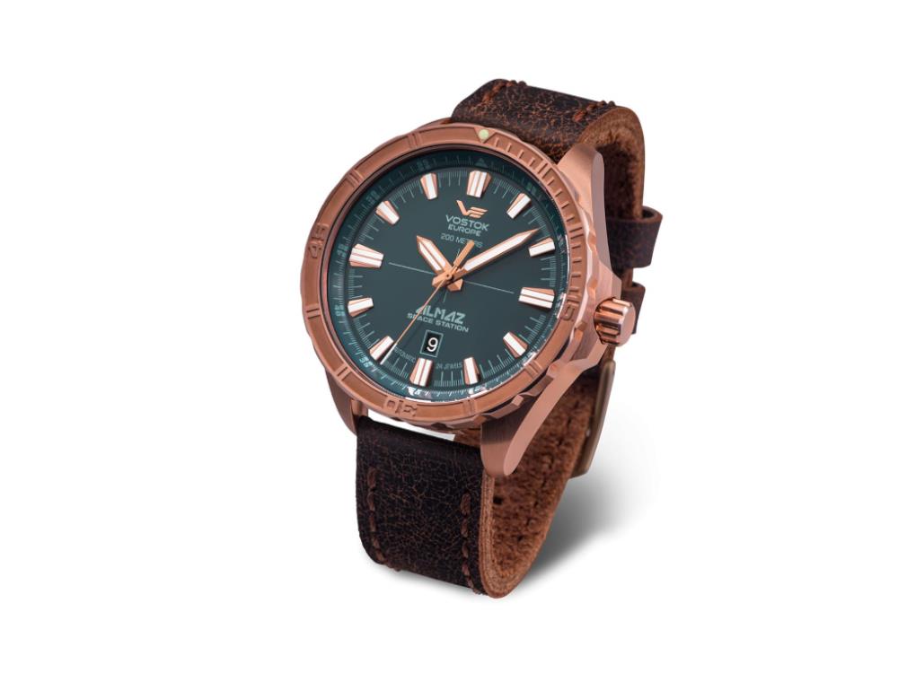 Vostok Europe Almaz Automatik Uhr, Bronze, 47 mm, Superluminova, NH35A-320O507