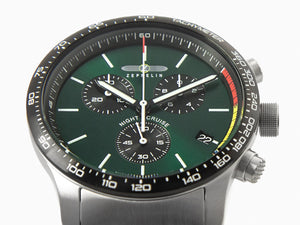 Zeppelin Night Cruise Quartz Uhr, Grün, 42 mm, Chronograph, Tag, 7288M-4