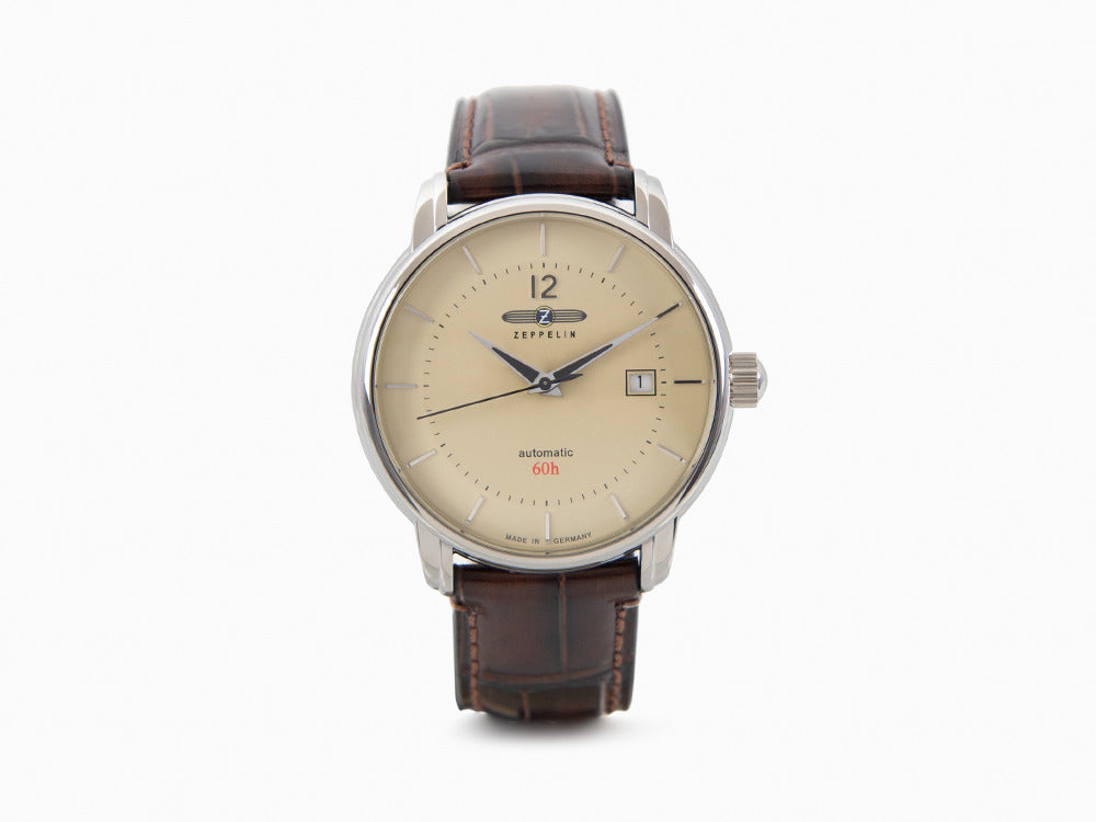 Zeppelin LZ 120 Bodensee Automatik Uhr, Beige, 40cm, Lederband, 8160-5