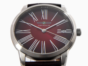 Zeppelin Flatline Lady Quartz Uhr, Bordeaux, 36 mm, 8345-5