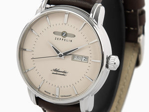 Zeppelin Atlantic Automatik Uhr, Beige, 41 mm, Tag und Datum, Lederband, 8466-5